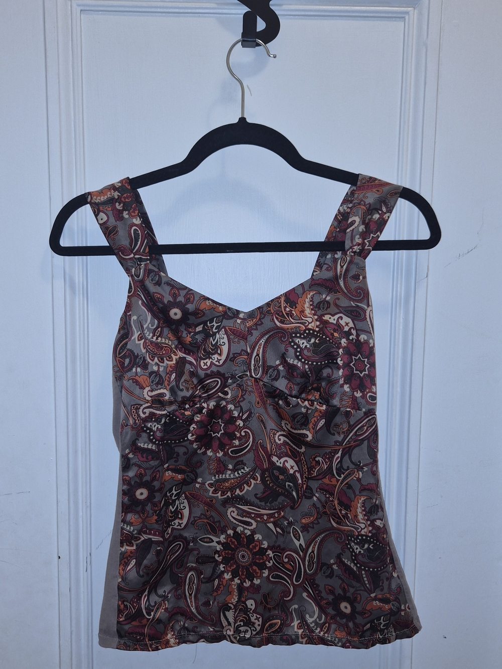 Vintage Y2K Ann Taylor Paisley Shell in Maroon, Rust & Taupe